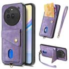 For Nothing Phone 3a Pro Retro Card Wallet Fold Leather Phone Case with Strap(Purple) - 1