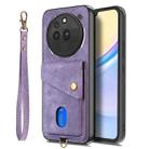 For Nothing Phone 3a Pro Retro Card Wallet Fold Leather Phone Case with Strap(Purple) - 2