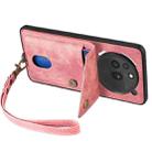 For Nothing Phone 3a Pro Retro Card Wallet Fold Leather Phone Case with Strap(Pink) - 3