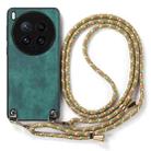 For vivo X200 Ultra Vintage Leather PC Back Cover Phone Case with Crossbody Strap(Green) - 2
