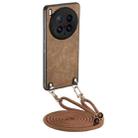 For vivo X200 Ultra Vintage Leather PC Back Cover Phone Case with Crossbody Strap(Brown) - 1