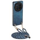 For vivo X200 Ultra Vintage Leather PC Back Cover Phone Case with Crossbody Strap(Blue) - 1