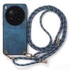 For vivo X200 Ultra Vintage Leather PC Back Cover Phone Case with Crossbody Strap(Blue) - 2