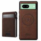 For Google Pixel 8a Suteni H19 Litchi Grain 2-in-1 Removable Card Box Back Phone Case(Brown) - 1