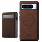 For Google Pixel 8 Pro Suteni H19 Litchi Grain 2-in-1 Removable Card Box Back Phone Case(Brown) - 1