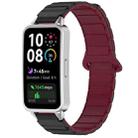 For Huawei Band 10 / 9 / 8 Magnetic Two Color Silicone Watch Band(Black Wine Red) - 1
