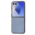 For Samsung Galaxy Z Flip 7 5G Carbon Fiber Texture Leather Back Phone Case(Blue) - 1
