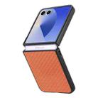 For Samsung Galaxy Z Flip 7 5G Carbon Fiber Texture Leather Back Phone Case(Brown) - 2