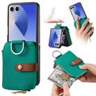 For Samsung Galaxy Z Flip7 5G Litchi Texture Ring Vertical Zipper Wallet Phone Case(Green) - 1