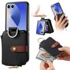 For Samsung Galaxy Z Flip7 5G Litchi Texture Ring Vertical Zipper Wallet Phone Case(Black) - 1