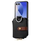 For Samsung Galaxy Z Flip7 5G Litchi Texture Ring Vertical Zipper Wallet Phone Case(Black) - 2