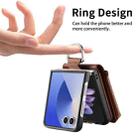 For Samsung Galaxy Z Flip7 5G Litchi Texture Ring Vertical Zipper Wallet Phone Case(Brown) - 3