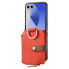 For Samsung Galaxy Z Flip7 5G Litchi Texture Ring Vertical Zipper Wallet Phone Case(Orange) - 2
