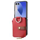 For Samsung Galaxy Z Flip7 5G Litchi Texture Ring Vertical Zipper Wallet Phone Case(Red) - 2