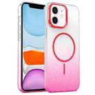 For iPhone 11 Gold Diamond Glitter Gradient MagSafe Shockproof Phone Case(Red) - 1