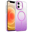 For iPhone 12 Gold Diamond Glitter Gradient MagSafe Shockproof Phone Case(Purple) - 1