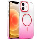 For iPhone 12 Gold Diamond Glitter Gradient MagSafe Shockproof Phone Case(Red) - 1
