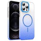 For iPhone 12 Pro Gold Diamond Glitter Gradient MagSafe Shockproof Phone Case(Blue) - 1