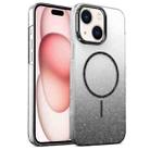 For iPhone 15 Plus Gold Diamond Glitter Gradient MagSafe Shockproof Phone Case(Black) - 1