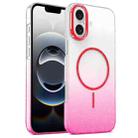 For iPhone 16e Gold Diamond Glitter Gradient MagSafe Shockproof Phone Case(Red) - 1