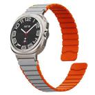 For Samsung Galaxy Watch Ultra 47mm Magnetic Two Color Silicone Watch Band(Gray Orange) - 2