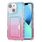 For iPhone 13 Gradient 3-in-1 Card Bag TPU Shockproof Phone Case(Sky Blue Pink) - 1