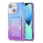 For iPhone 13 Gradient 3-in-1 Card Bag TPU Shockproof Phone Case(Blue Purple) - 1