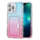 For iPhone 13 Pro Max Gradient 3-in-1 Card Bag TPU Shockproof Phone Case(Sky Blue Pink) - 1