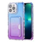 For iPhone 13 Pro Max Gradient 3-in-1 Card Bag TPU Shockproof Phone Case(Blue Purple) - 1