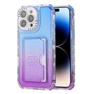 For iPhone 14 Pro Max Gradient 3-in-1 Card Bag TPU Shockproof Phone Case(Blue Purple) - 1