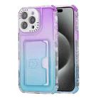 For  iPhone 15 Pro Max Gradient 3-in-1 Card Bag TPU Shockproof Phone Case(Purple Sky Blue) - 1