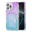 For iPhone 16 Pro Max Gradient 3-in-1 Card Bag TPU Shockproof Phone Case(Purple Sky Blue) - 1