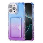For iPhone 16 Pro Gradient 3-in-1 Card Bag TPU Shockproof Phone Case(Blue Purple) - 1