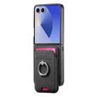 For Samsung Galaxy Z Flip7 5G Twill Fabric Card Bag Ring Magnetic Back Phone Case(Black) - 2
