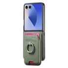 For Samsung Galaxy Z Flip7 5G Twill Fabric Card Bag Ring Magnetic Back Phone Case(Green) - 2