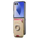 For Samsung Galaxy Z Flip7 5G Twill Fabric Card Bag Ring Magnetic Back Phone Case(Khaki) - 2