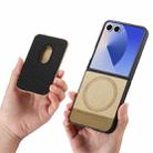 For Samsung Galaxy Z Flip7 5G Twill Fabric Card Bag Ring Magnetic Back Phone Case(Khaki) - 3