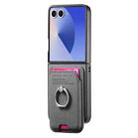 For Samsung Galaxy Z Flip7 5G Twill Fabric Card Bag Ring Magnetic Back Phone Case(Gray) - 2