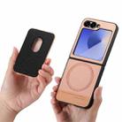 For Samsung Galaxy Z Flip6 5G Twill Fabric Card Bag Ring Magnetic Back Phone Case(Pink) - 3