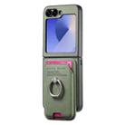 For Samsung Galaxy Z Flip6 5G Twill Fabric Card Bag Ring Magnetic Back Phone Case(Green) - 2