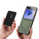 For Samsung Galaxy Z Flip6 5G Twill Fabric Card Bag Ring Magnetic Back Phone Case(Green) - 3