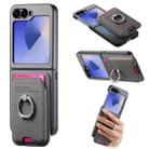 For Samsung Galaxy Z Flip6 5G Twill Fabric Card Bag Ring Magnetic Back Phone Case(Gray) - 1