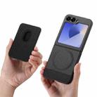 For Samsung Galaxy Z Flip5 5G Twill Fabric Card Bag Ring Magnetic Back Phone Case(Black) - 3