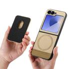 For Samsung Galaxy Z Flip5 5G Twill Fabric Card Bag Ring Magnetic Back Phone Case(Khaki) - 3