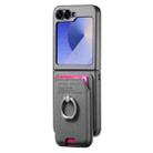 For Samsung Galaxy Z Flip5 5G Twill Fabric Card Bag Ring Magnetic Back Phone Case(Gray) - 2