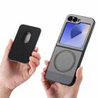 For Samsung Galaxy Z Flip5 5G Twill Fabric Card Bag Ring Magnetic Back Phone Case(Gray) - 3