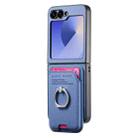 For Samsung Galaxy Z Flip5 5G Twill Fabric Card Bag Ring Magnetic Back Phone Case(Blue) - 2