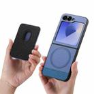 For Samsung Galaxy Z Flip5 5G Twill Fabric Card Bag Ring Magnetic Back Phone Case(Blue) - 3