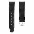 22mm Quick Release Button Buckle Genuine Leather Watch Band(Black) - 3