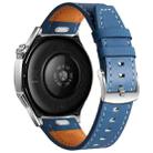 22mm Quick Release Button Buckle Genuine Leather Watch Band(Blue) - 2